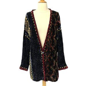 Robin Originals Vintage Hand Loomed Cardigan Chenille Boho Art to Wear Size S/M